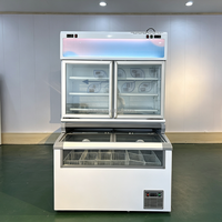Vitrine Réfrigérée Double Température Mère-Fils, Congélateur Vertical Combiné pour Supermarché