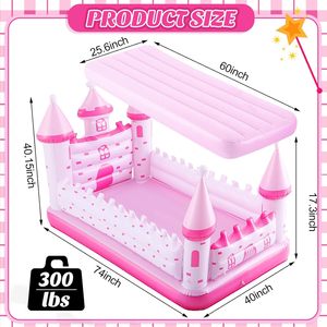 Lit de voyage gonflable pour enfants en forme de château rose pour les tout-petits, camping, maison, hôtel - Product Image 2
