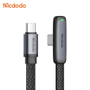 Mcdodo 336 LED Aluminum Alloy Braid Type-C To Type-C 65W 60W Elbow PD Fast Charging Data Cable Usb C 1.2m 1.8m