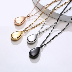 Can Open Waterdrop Ash Urn Pendant <b>Necklace</b> Stainless Steel Pet Memorial Cremation Jewelry - Product Image 1