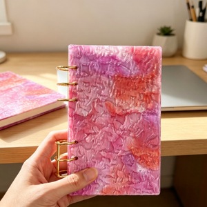 Couverture de carnet A6 à 6 anneaux en acrylique effet vague d'eau, dégradé doré, coque de planificateur détachable, cadeau - Product Image 4