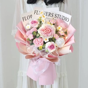 2025 nuevo 100% regalos creativos hechos a mano producto tejer ramo grande flores de ganchillo de algodón para regalos de cumpleaños de boda - Product Image 1