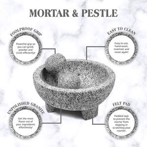 Mortero y Maja de Granito, Tazón para <span class=keywords><strong>Guacamole</strong></span>, <span class=keywords><strong>Molcajete</strong></span> Mexicano, Molinillo de Piedra para Especias, Condimentos, Pastas, Pestos y <span class=keywords><strong>Guacamole</strong></span> - Product Image 2