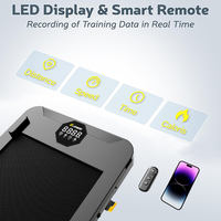 Tapis de course électrique portable pour la maison et le bureau, avec écran LED intelligent sous le bureau, moteur silencieux 2.0HP, idéal pour le fitness et l'entraînement