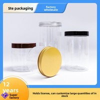 Bouteille en plastique PET personnalisée en gros, qualité alimentaire, pour thé aux fleurs, flacon distributeur, bouteille à large ouverture, emballage en plastique