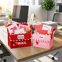 Boîte aux lettres en feutre pour la Saint-Valentin, pour échange de cadeaux, sac en feutre avec cartes, boîte aux lettres suspendue pour les fournitures de fête de la Saint-Valentin