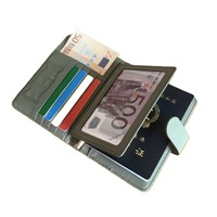 Portefeuille de voyage en cuir PU vert de qualité supérieure, étanche, avec blocage RFID, porte-cartes, fermeture magnétique