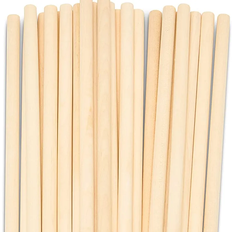 25PCS Dübels tangen Holzstäbchen Holz dübels tangen-1/4x6 Zoll unfertige Bambus stangen-für Kunst handwerk und Heimwerker