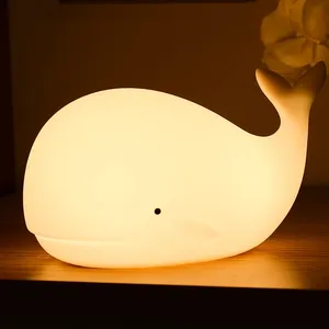 HoneyFly-luz nocturna de ballena para niños y bebés, 7 colores, recargable por Usb, decoraciones para habitación, lámpara de mesa, Juguetes