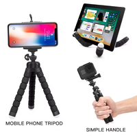 Support de téléphone portable pliable avec trépied flexible pour appareil photo, support en éponge et perche à selfie pour utilisation sur bureau pour iPhone 18 17
