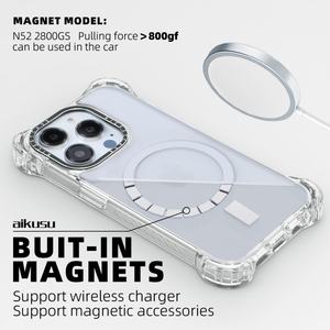 Étui de téléphone transparent en TPU PC anti-jaunissement, résistant aux chocs, magnétique, pour iPhone 16 15 14 13 12 Pro Max - Product Image 3