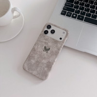 Étui de téléphone élégant et vintage en similicuir souple effet daim avec motif papillon pour iPhone 18 17 Pro Max 16 15 14 13 – Coque de protection fine