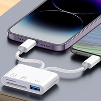 Lecteur de cartes multi-ports 6-en-1 compatible avec les téléphones Type-C, écouteurs externes universels, clé USB, carte mémoire SD, carte TF