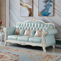 Ensemble de canapés contemporains en cuir véritable avec motifs sculptés en feuille d'or, structure en bois massif et design compact