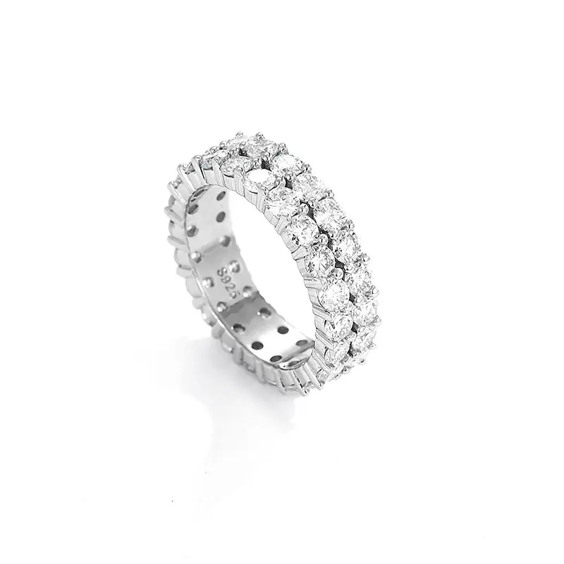 Luxus 2/3 Reihen Moissan ite Ring Pass Diamond Tester 925 Sterling Silber Shiny Fashion Schmuck ringe Moissan ite Ring Men