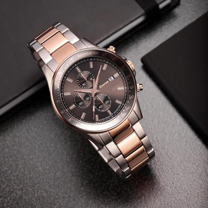 <span class=keywords><strong>Montre</strong></span> de luxe de haute qualité en acier inoxydable et quartz pour homme, 44 mm, cadran au style simple, résistante à l'eau 100 m, chronographe sportif, bracelet 20 mm - Product Image 1
