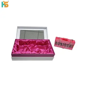 Heißfolienprägung Diamant-texturierte Papierschachtel Luxus-Handtaschenboxen mit Seiden-Satin-Befäßeinsatz