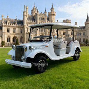 Voiturette de golf électrique classique blanche avec toit ouvert et design vintage pour utilisation en parc - Product Image 5