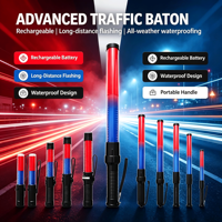 Bâton de signalisation LED fluorescent réfléchissant rechargeable, bâton de secours d'urgence avec sifflet et flash, avertisseur d'incendie portatif