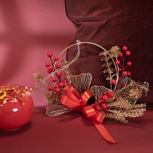 Décoration murale artificielle CallaFloral en forme de fruit porte-bonheur, rouge et or, en plastique, pour le Nouvel An chinois, décoration de la maison CF01086 - Product Image 1
