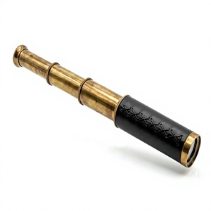 Handmade Brass Spyglass Telescope 10 Inch Antique Nautical Monocular with Wooden Display Box - Product Image 1