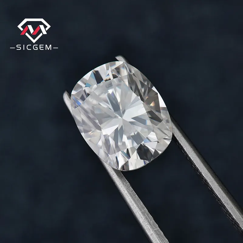 Diamond SICGEM White Square Loose Gemstones 1 2 3 Carat Cushion Cut Lab Created Diamond Moissanite Stone