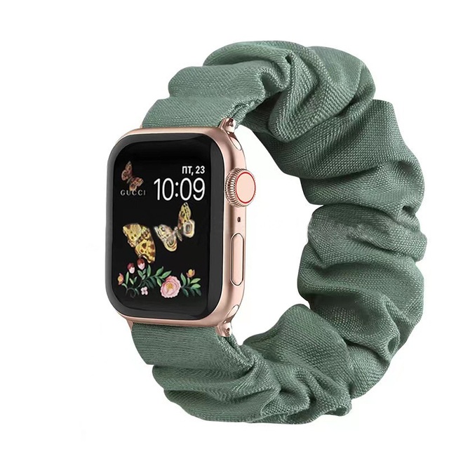 2024 Luxury Women Elastic Scrunchie Watch Bands Polyester Watch Replacement Strap for Apple Watch Band Series 9 8 7 41MM 45MM