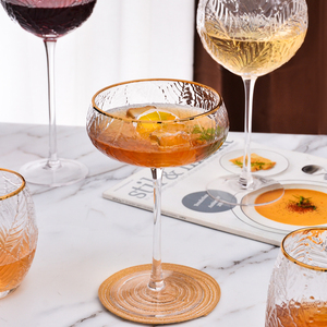 Verre à martini et à <span class=keywords><strong>champagne</strong></span> Samyo, design classique en cristal vintage, feuille en relief, bord doré, sans plomb, soufflé à la main - Product Image 1