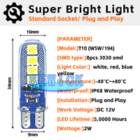 T10 W5W LED Stroboskop-Blitzlicht Silikon-Gel-Glühbirnen 194 168 3030 8SMD Blinkend 12V Positionsleuchten Auto-Innenbeleuchtung