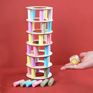 Tour de <span class=keywords><strong>Pizza</strong></span> en bois empilée pour enfants, jouet éducatif Montessori, de société Interactive, grand équilibre, Parent-enfant, apprentissage précoce - Product Image 6