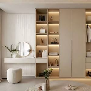 Armario de Lujo Personalizado de Alta Gama en Color Crema Beige con Escritorio Integrado y Cajones con Cierre Suave para Dormitorios - Product Image 4