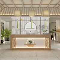 Nouveau bureau de réception mobile en bois massif de style chinois pour salon de beauté et service de bureau
