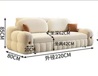 Canapé-lit convertible en tissu, style minimaliste et multifonctionnel, fabriqué sur mesure à l'usine de Foshan, pour la décoration du salon.