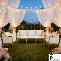 Canapé de mariage au design moderne, chaise trône de haute qualité en acier inoxydable doré pour les mariés, pour événements et banquets, utilisable par un seul couple