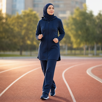 Ensemble de survêtement modeste à capuche et fermeture éclair pour femmes musulmanes, pantalon à manches longues, vêtements de sport modestes, vente en gros, sur commande 2026