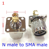 Conector de Brida de 4 Orificios L16 N a SMA Macho Hembra, Conector de Panel de Chasis con Brida de 4 Orificios Tipo N Macho Hembra a SMA