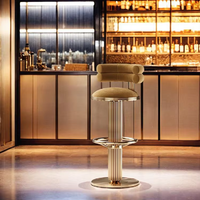 Chaise de bar de luxe en velours pour îlot de cuisine, tabourets hauts modernes pour comptoir, chaises de salle à manger pour hôtel et restaurant