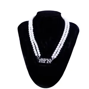 Newest Designer Statement Necklace With Pearl Rhinestone Greek Lambda Psi Nu Letter Charm Solid Society Club Necklaces