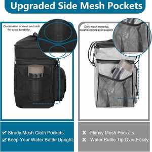 Factory Tactical Leather Expandable Insulated <b>Lunch</b> Cooler <b>Bag</b> for Men Women <b>Adults</b>-Large Capacity Outdoor Work Use Black 16L - Product Image 6