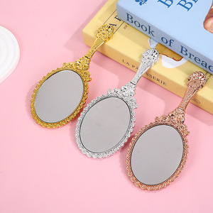 Venta al por Mayor de Espejos de Mano Compactos de Viaje, Estilo Vintage de Lujo, Espejo de Mano Dorado con Asa, GZ RTS, Pedidos Mixtos al por Mayor - Product Image 3