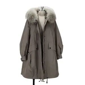 女式冬季女式大衣大衣，带浣熊毛领