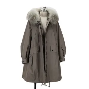 Parka De Pele Casaco Para As Mulheres Inverno das Mulheres Parkas Com Guaxinim Fur Collar