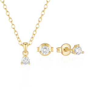 Juego de Joyería CANNER de Plata de Ley 925 con Zirconia en Forma de Gota de Agua, Chapado en Oro de 18K, Collar con Colgante de Zirconia Cúbica, Juego de Aretes, Regalo para Mujer - Product Image 1