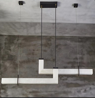 Lustre en pierre emboîtable style Wabi Sabi nordique, suspension géométrique moderne de luxe en albâtre pour projets hôteliers (vente en gros)