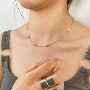 New Trend Waterproof Jewelry 18K Gold Plated Stainless Steel <strong>Infinity</strong> Infinite <strong>Symbol</strong> <strong>Charms</strong> Choker Necklace for Women Party - Product Image 1