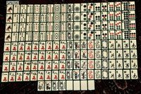 Tuiles de Mahjong Classiques Édition Bordure Verte 160 Pièces en Acrylique Caractères Chinois Vintage Dragon Phénix pour Soirée Thème Jeux