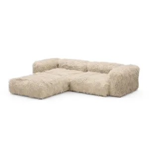 Woningmeubilair Love Seat Couch Woonkamer Sofa Tv-Kamer Sofa Set Beige Fluffy Cover Modulaire Sofa Set