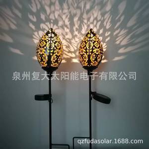 Lampes solaires de jardin LED en forme de goutte d'eau, design creux en métal, résistantes à l'eau, décoration de patio extérieur - Product Image 3