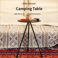 Table pliante triangulaire d'extérieur, portable, facile à ranger, petite table réglable en aluminium pour le camping