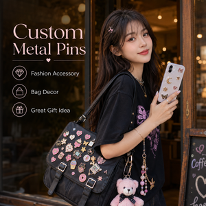 Spille smaltate personalizzate, Distintivi in metallo, Produttore all'ingrosso, Spilla in smalto duro Kawaii nera oro glitterata per <span class=keywords><strong>Ita</strong></span> Bag, Regalo - Product Image 4